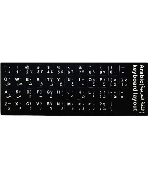 ملصق لوحة المفاتيح os-pc001-2 باللغة الإنجليزية والعربية لأجهزة الكمبيوتر المحمول - أسود