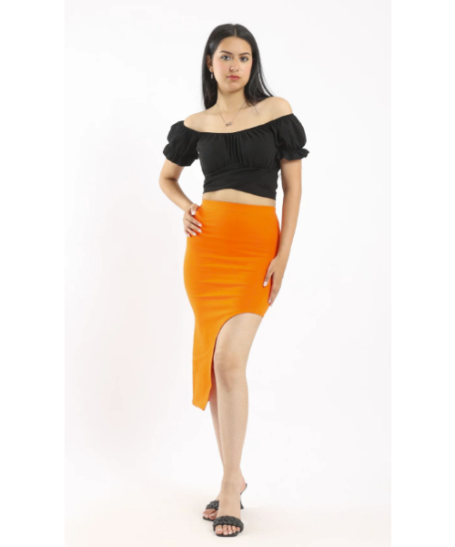 Orange high clearance waisted pencil skirt