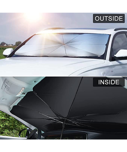 Foldable Sun Visor Car Umbrella Shaped - Black