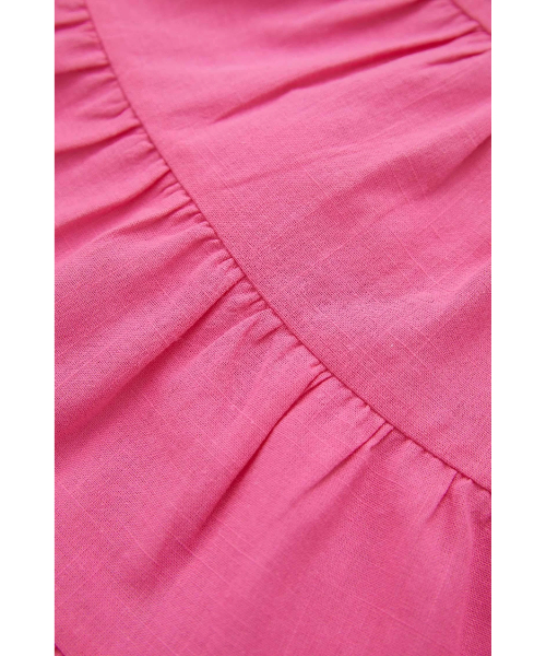 فستان من ديفاكتو قطن ساده بدون اكمام ياقه مربعة للبنات - فوشيا