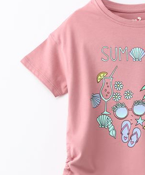 Round T shirt Kids Pink