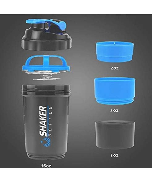 Shiker Protein Shaker With Storage 500 Ml - Black Blue