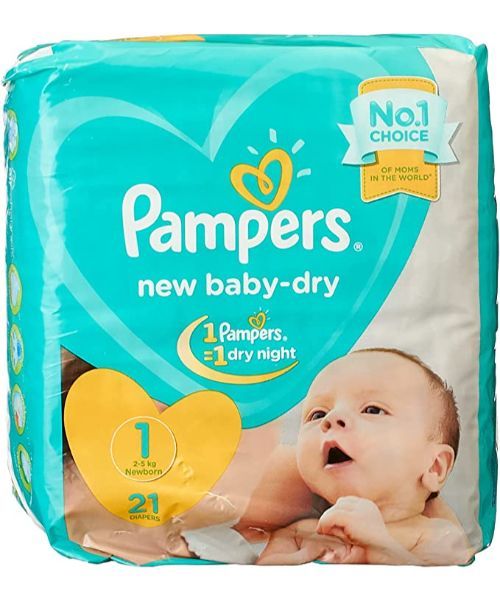 Pampers Baby Dry Size 1 Newborn Diapers From 2 To 5 Kg - 21 Pieces