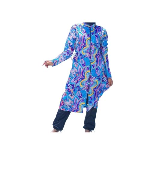 Printed waterproof Burqini swimsuit 3 pieces For women - Multi color