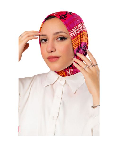 Kayan Printed Cotton Head Scarf With Capsules For Women - Multi Color