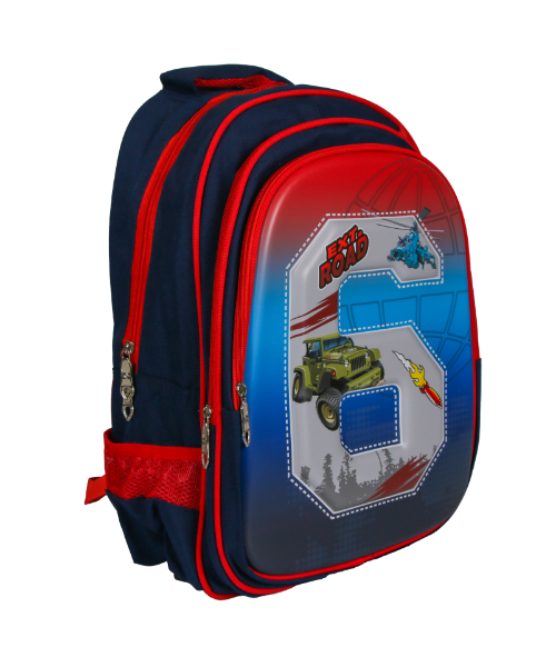 Cartoon Printed School Backpack For Boys 45X33 Cm - Navy Red