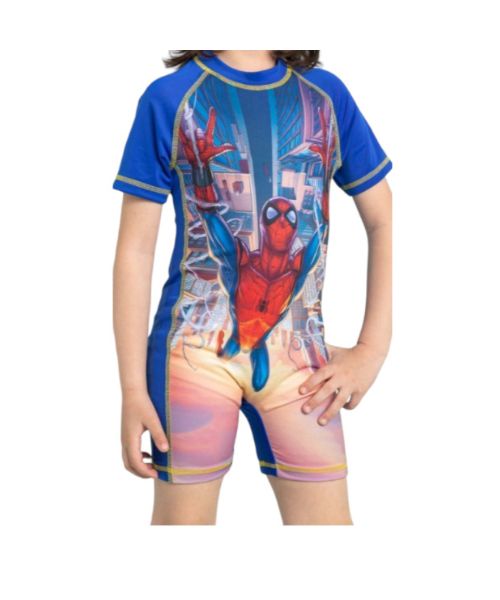 Spider Man Printed Swimsuit Waterproof For Boys - Blue