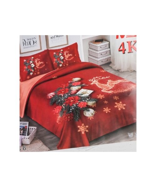 طقم ملاية سرير مطبوع من المجد 5 قطع 220 × 220 سم - احمر