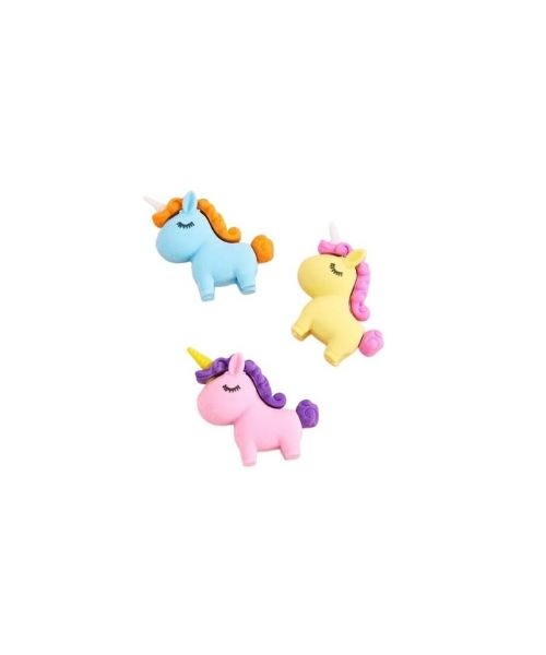 unicorn Erasers 3 pieces  -  Multi Color