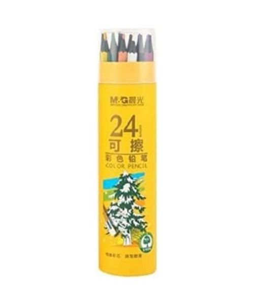 M&G Awpq0508 Color Pencils With Eraser 24 Pieces - Multi Color