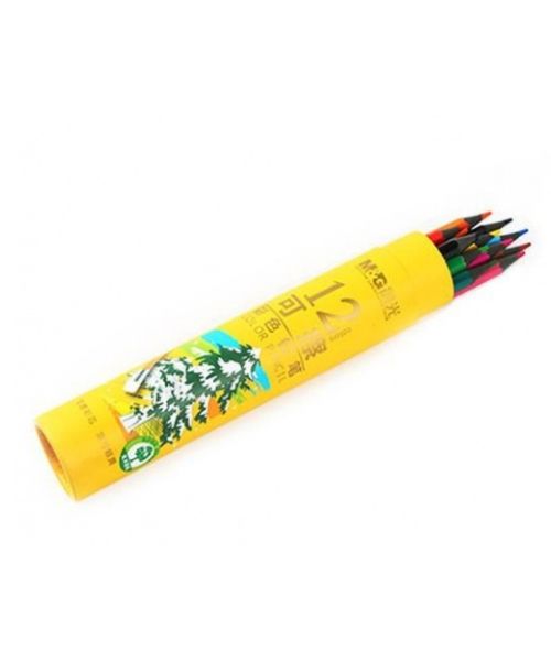 M&G Awpq0506 Color Pencils With Eraser 12 Pieces - Multi Color