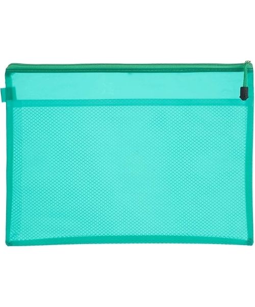 Fabric Document Case With Zipper - Green