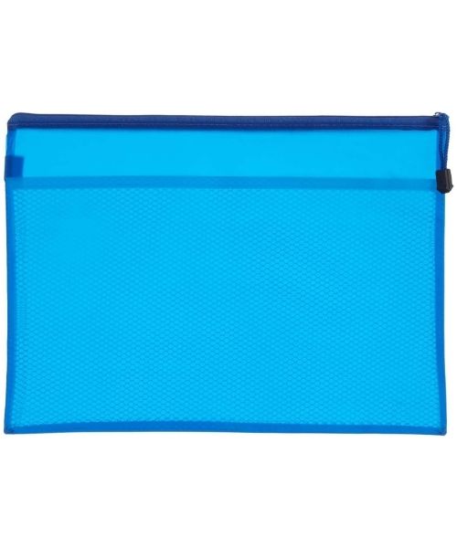 Fabric Document Case With Zipper - Blue