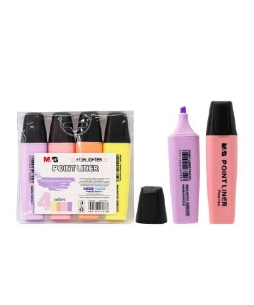 M&G Ahm21580 Highlighter Pastel Pen 4 Pieces - Multi Color
