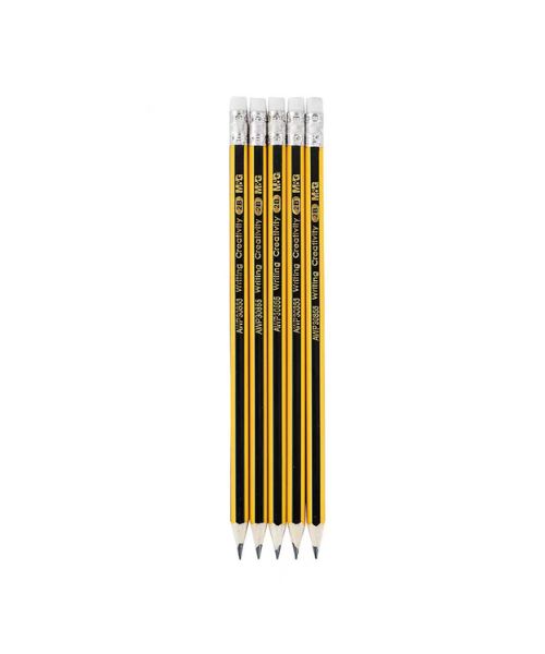 M&G Awp30855 Pencils With Eraser 2B 12 Pieces - Black Yellow