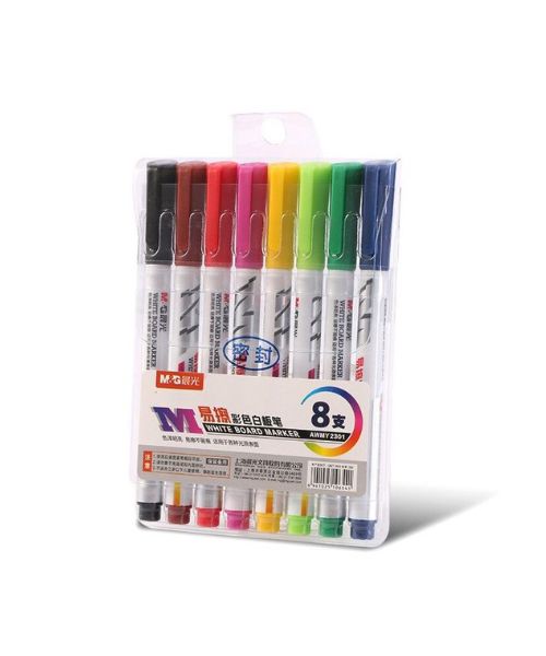 M&G Awmy2301 White Board Marker Fine Tip 8 Pieces - Multi Color