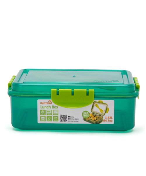 لانش بوكس بلاستيك من مينترا مع شوكه و معلقه 1.6 لتر - اخضر