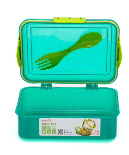 Mintra Plastic Lunch Box With Fork and Spoon 1.6 L - Green
