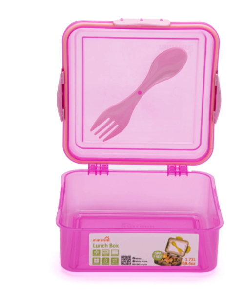Mintra Plastic Lunch Box With Fork and Spoon 1.7 L - Fuchsia