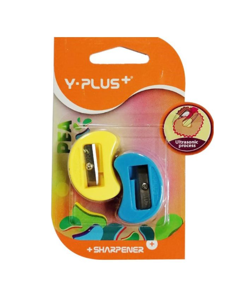  Y-PLUS SX120101 Sharpener plastic With Hole 2 Pieces- Blue Yellow