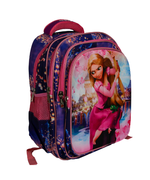 Printed Raiponcl School Backpack For Kids 36×46 Cm - Blue Pink