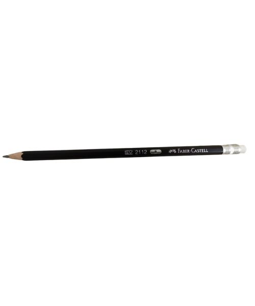 Faber Castell 2112 Pencils With Eraser B 12 Pieces - Black