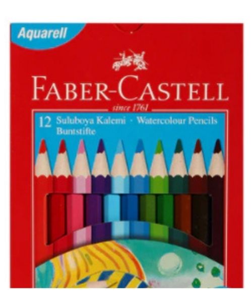 Faber Castell Long Water Color Pencils With Brush 12 Pieces - Multi Color