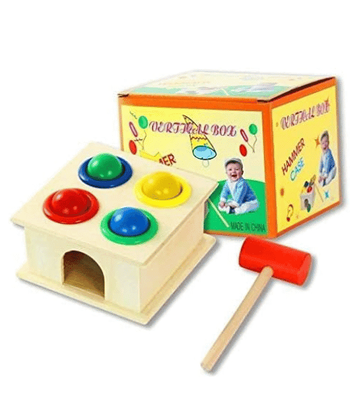 لعبة المطرقة التعليمية الصغيرة خشب من كياو وا للاطفال - متعدده الالوان