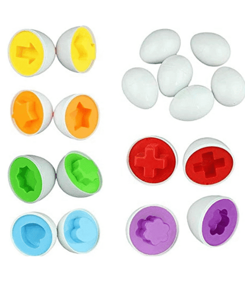 6 Egg Game For Learning Puzzles Mixed Shape For Children - Multi Color