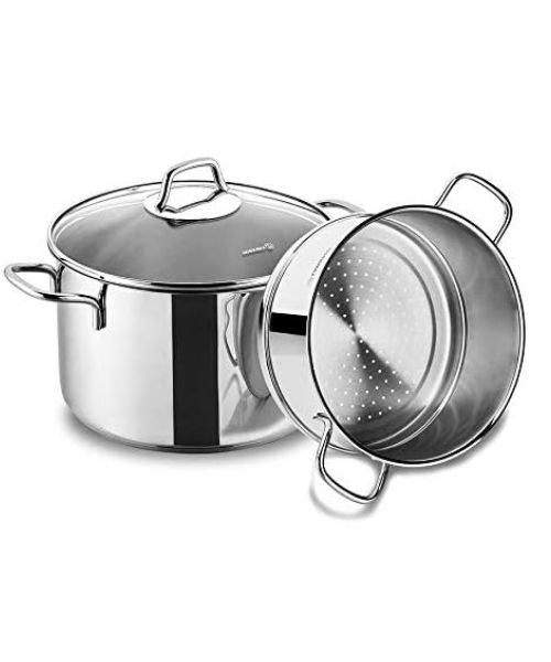 Korkmaz Perla 9 Piece Stainless Steel Cookware Set in Silver