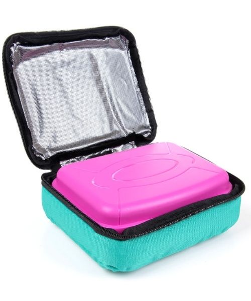 Mintra Insulated Cooler Bag With Lunch Box 1.4 Liter 2 Pieces - Turquoise Fuchsia