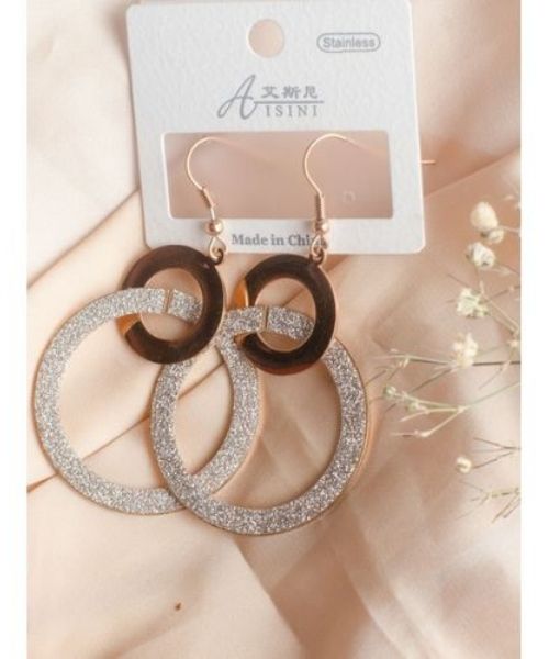 Stainless Steel Earring Oval Shape For Women - Silver Gold