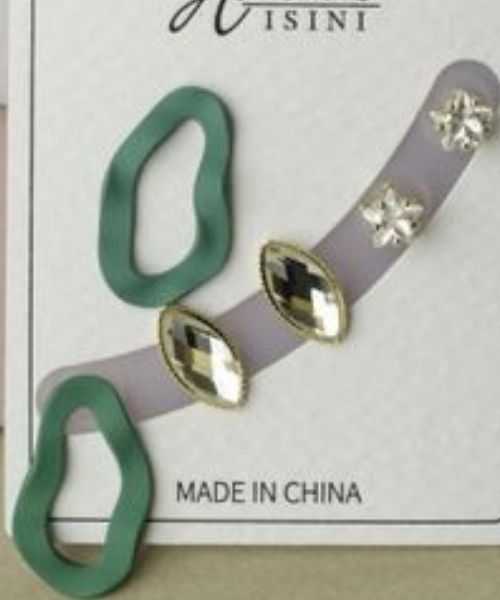 Stainless Steel Earring For Women 3 Pieces - Green Gold