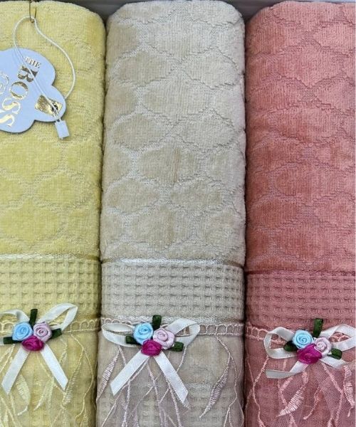 Boss Embroidered Cotton Towels Set 4 pieces 120 60 cm Multi Color