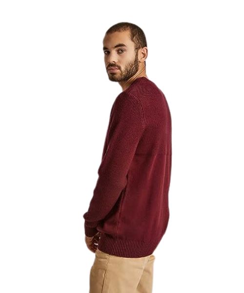 Premoda Solid Acrylic Pullover Round Neck Full Sleeve For Men - Dark Red