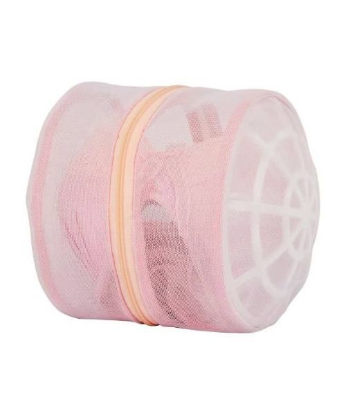 Mesh Laundry Storage Bag round shape 25 Cm - White Pink