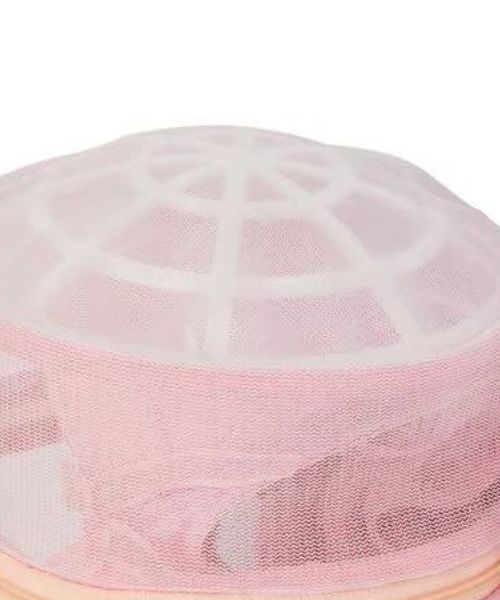 Mesh Laundry Storage Bag round shape 25 Cm - White Pink