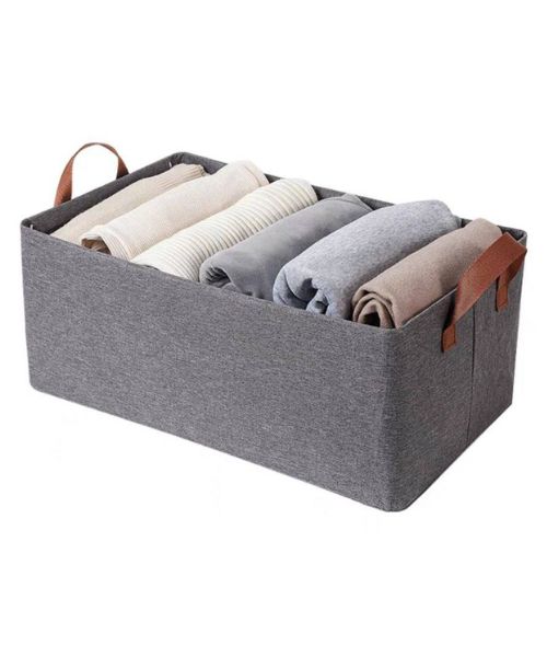  Fabric Closet Clothes Organizer Box with Metal Frame - Grey