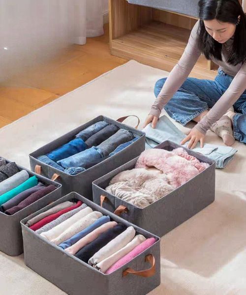  Fabric Closet Clothes Organizer Box with Metal Frame - Grey