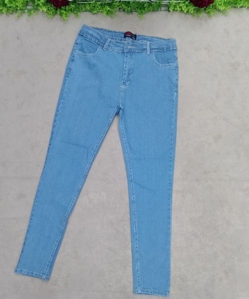 Skinny Solid Pants Jeans For Women - Cyan