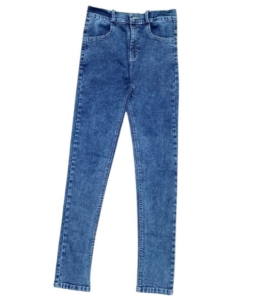 High Waist Solid Pants Jeans For Women - Dark Blue