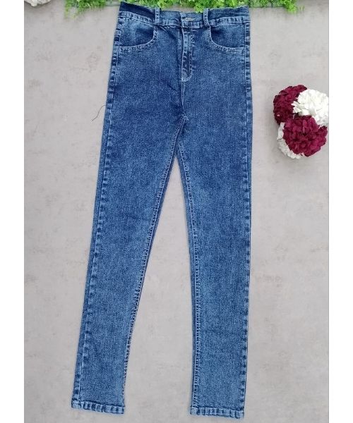 High Waist Solid Pants Jeans For Women - Dark Blue