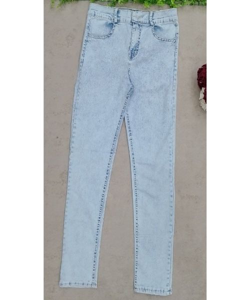 High Waist Solid Pants Jeans For Women - Cyan