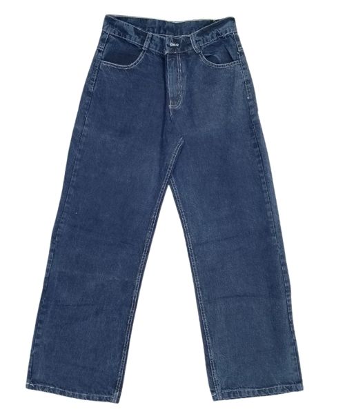 Flare Solid Pants Jeans For Women - Dark Blue