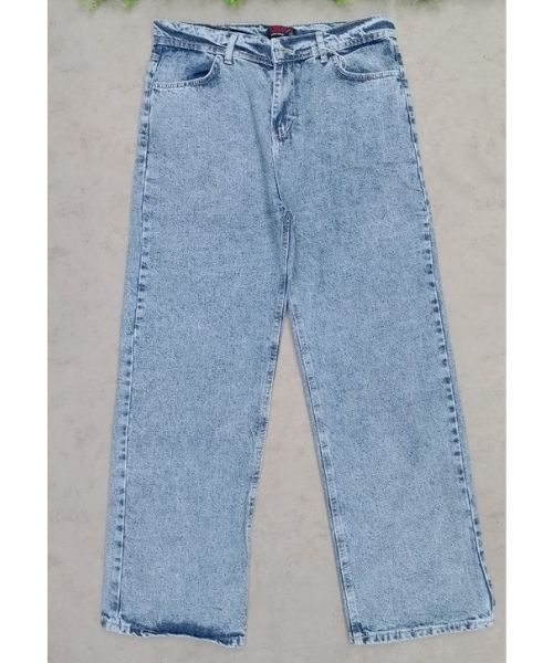 Flare Solid Pants Jeans For Women - Light Blue