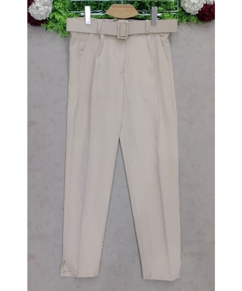 Flare Canvas Pants Solid For Women - Beige