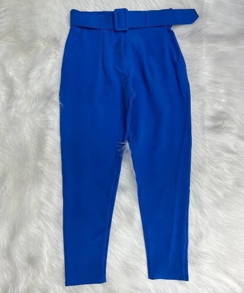 Flare Canvas Pants Solid For Women - Blue