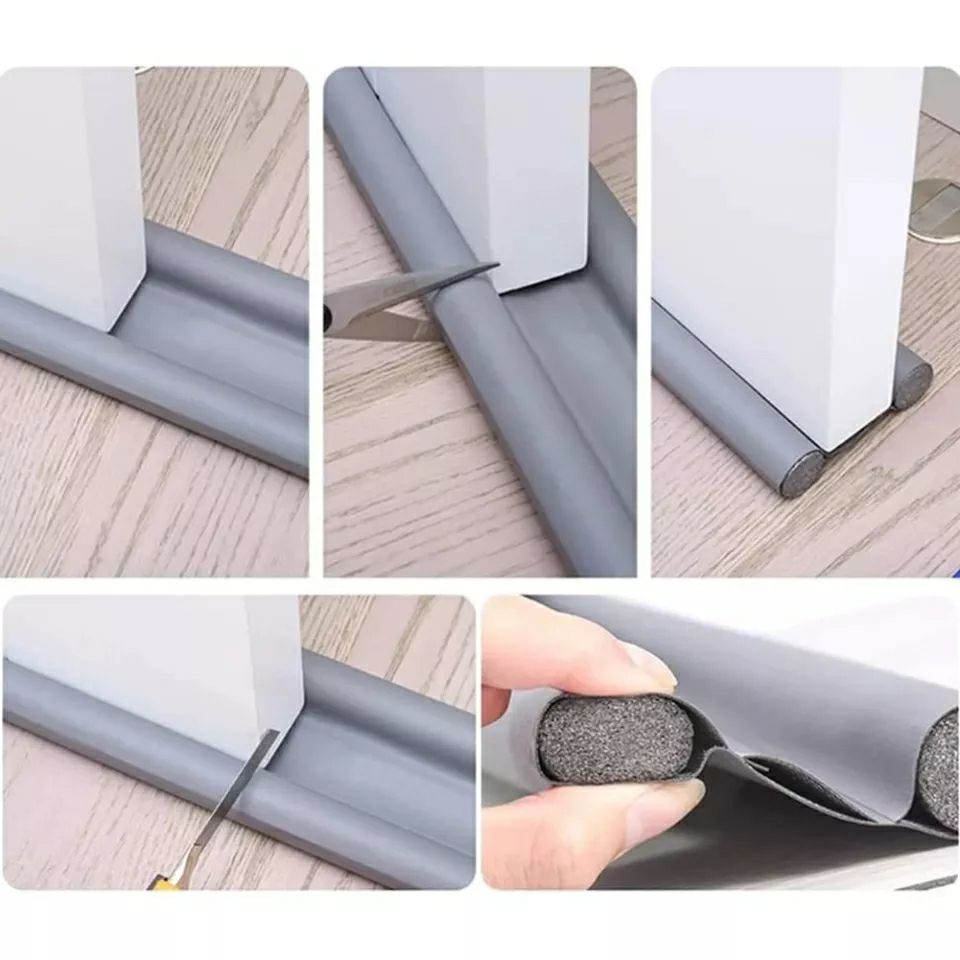 Leather Door Sweep Double Dust Preventive 96 Cm - Grey