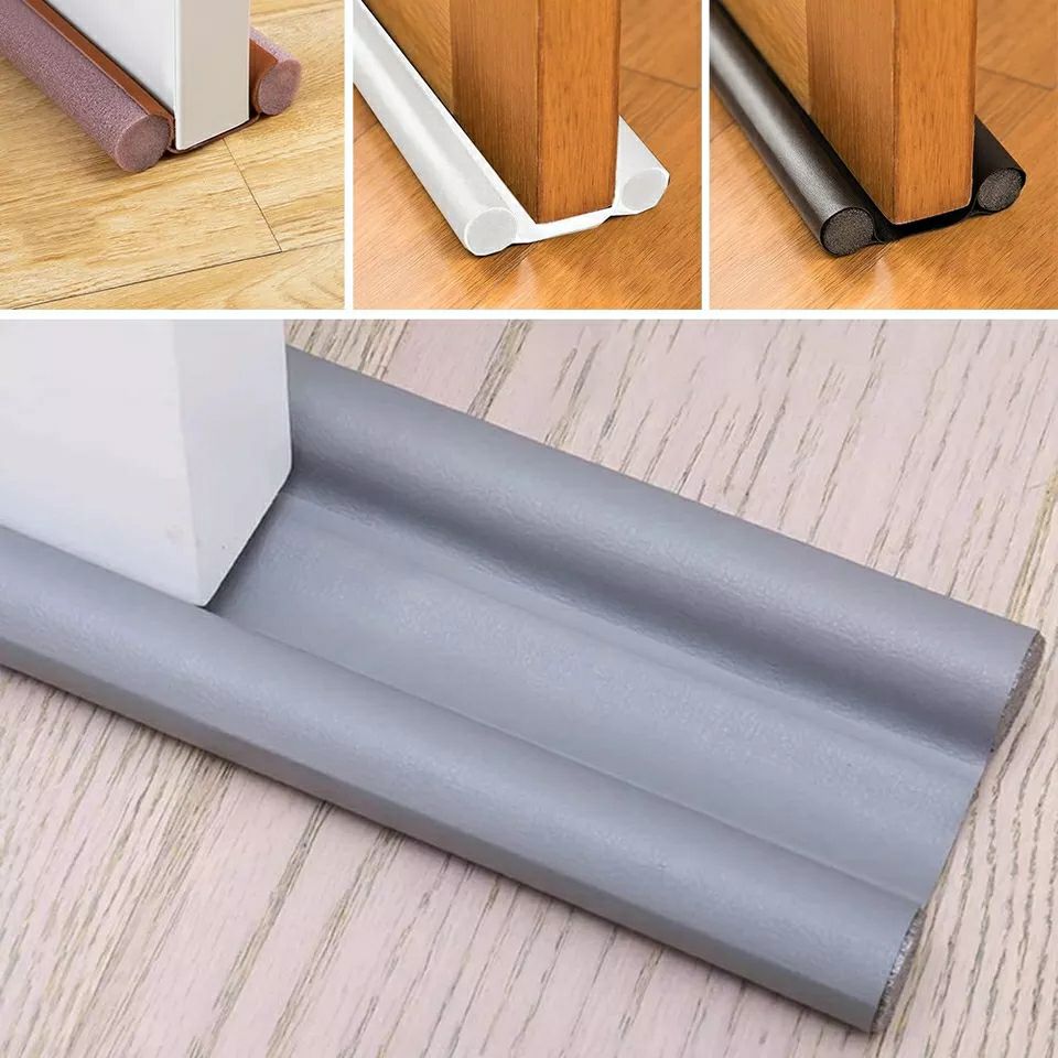 Leather Door Sweep Double Dust Preventive 96 Cm - Grey