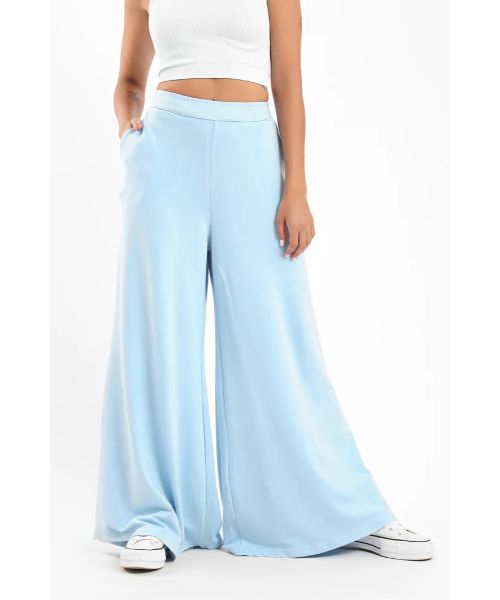 Carina Solid Flare Pants For Women - Light Blue